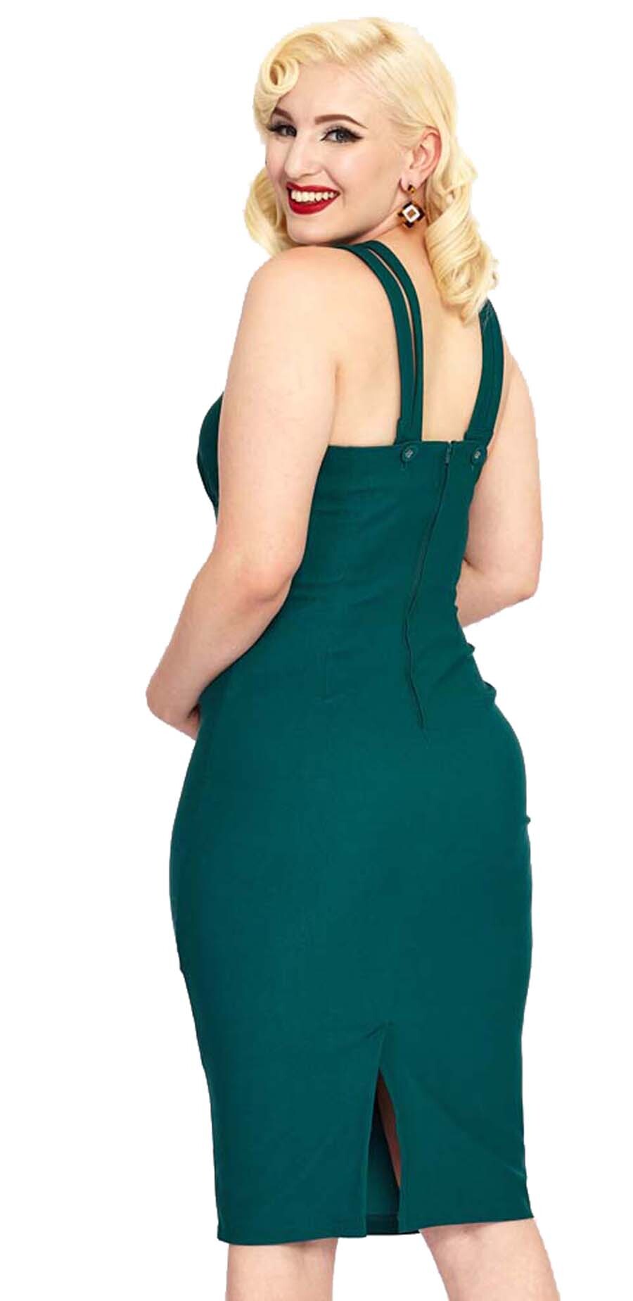 Voodoo_Vixen_LILIAN_PIN_UP_Cross_Neck_Vintage_Strap_Keyhole_PENCIL_DRESS_Bleistiftkleid_-_Dunkles_Teal-51