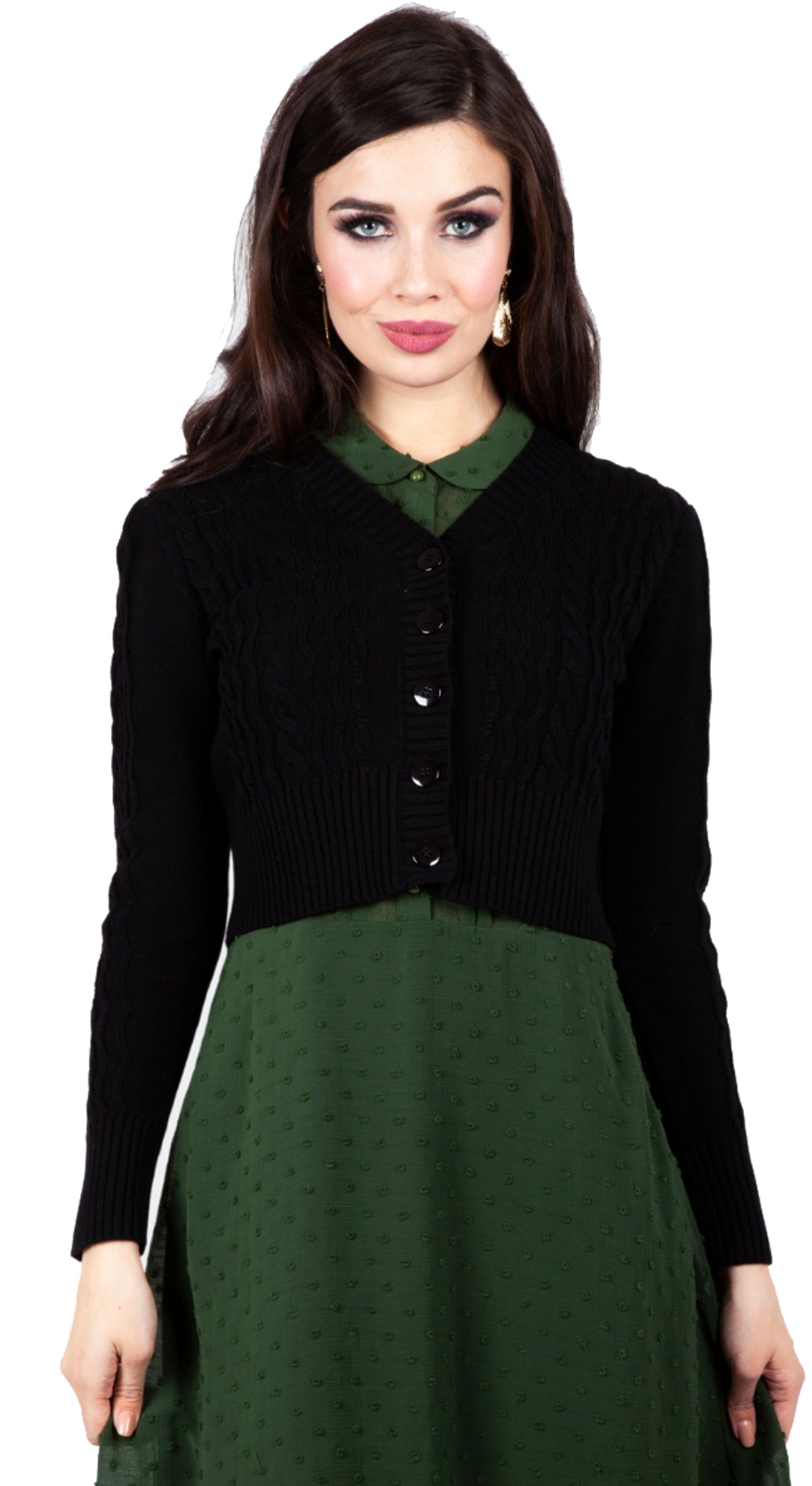 Voodoo_Vixen_MABEL_BRAID_Retro_Cropped_Langarm_CARDIGAN_Stickjacke_-_Schwarz-1