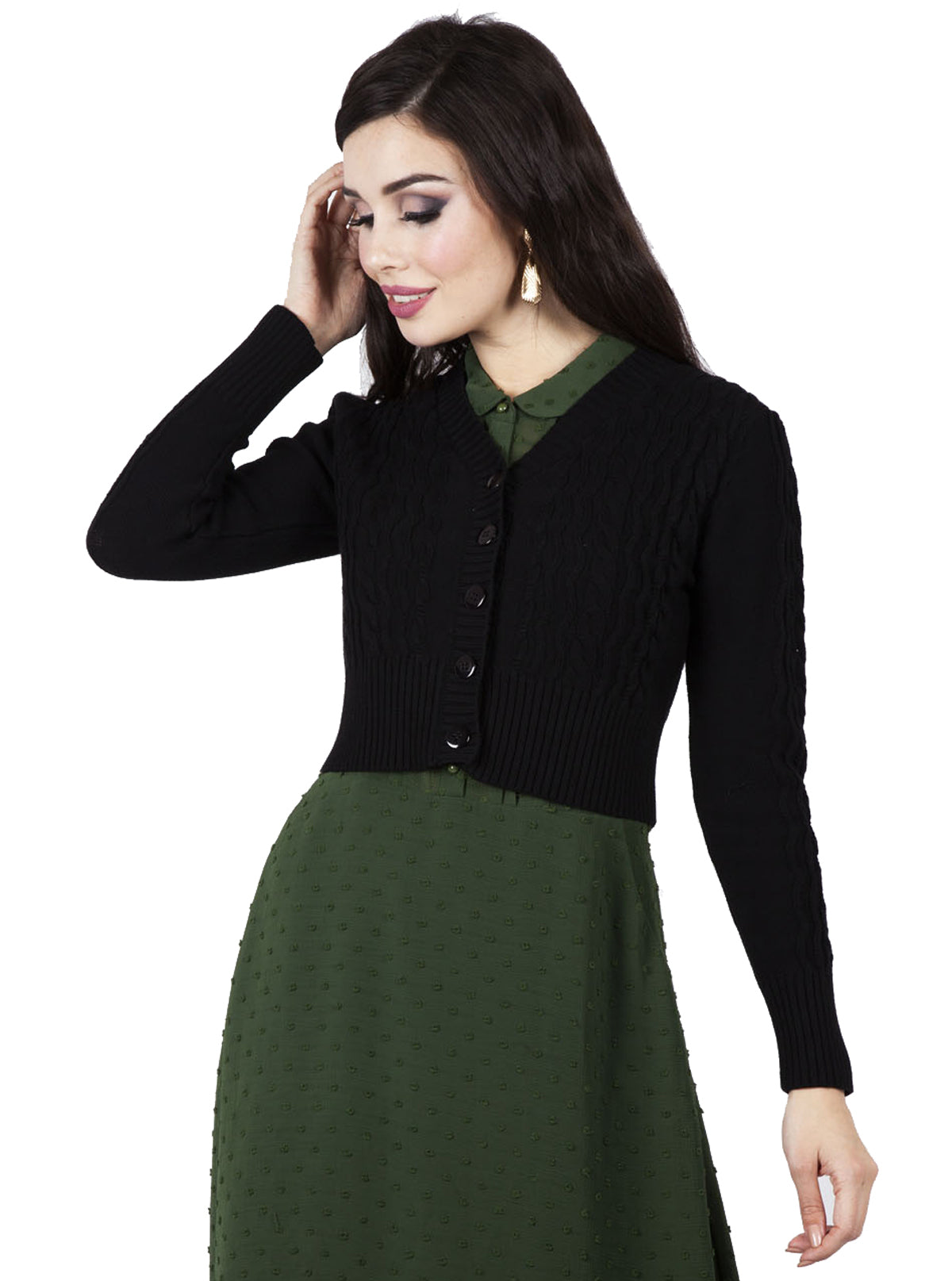 Voodoo_Vixen_MABEL_BRAID_Retro_Cropped_Langarm_CARDIGAN_Stickjacke_-_Schwarz-2