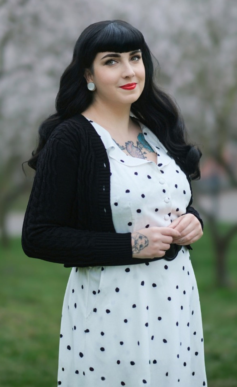 Voodoo_Vixen_MABEL_BRAID_Retro_Cropped_Langarm_CARDIGAN_Stickjacke_-_Schwarz-5