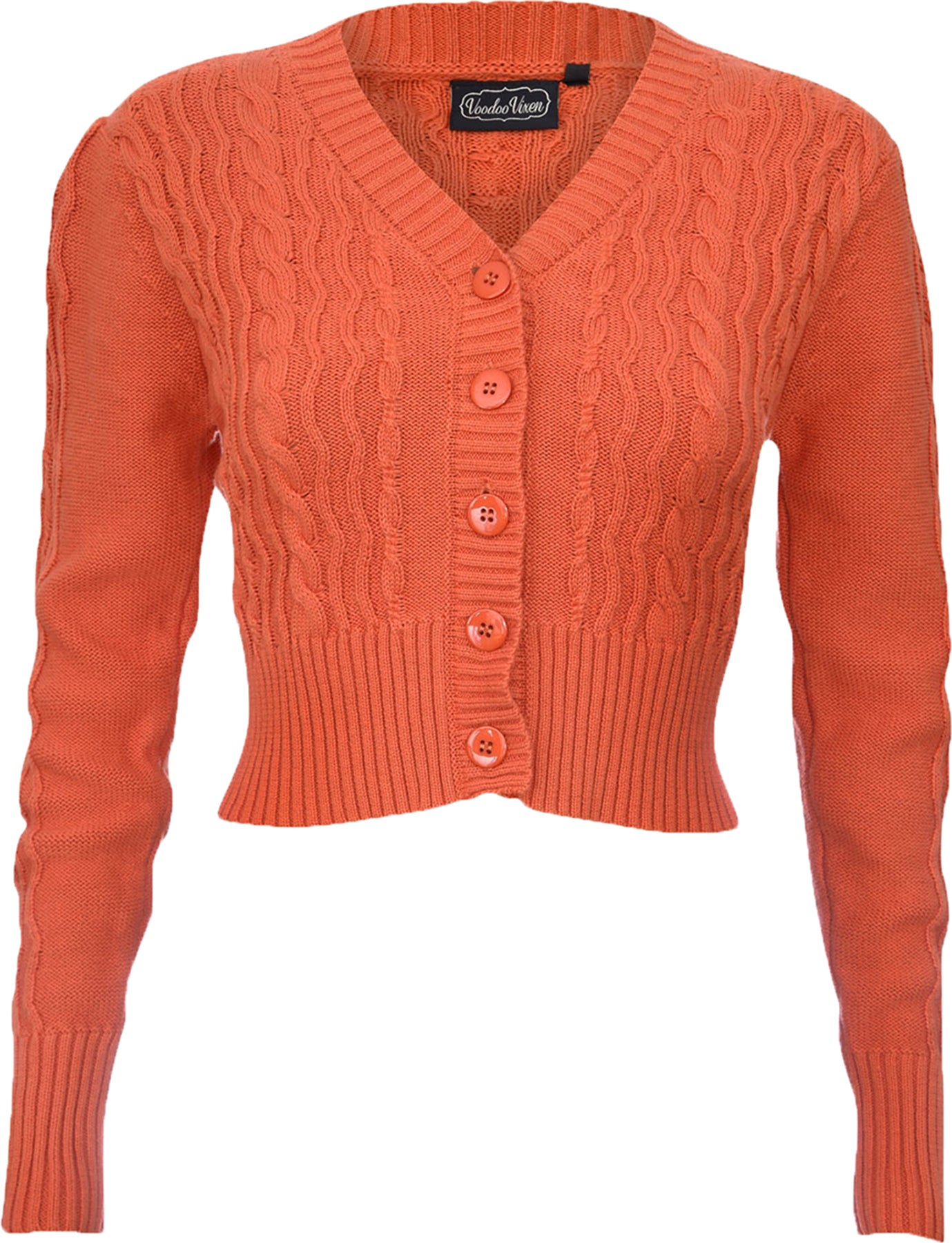 Voodoo_Vixen_MABEL_Retro_BRAID_Cropped_Langarm_CARDIGAN_Stickjacke_Orange_killer_kirscheYVittMAVEMRUb