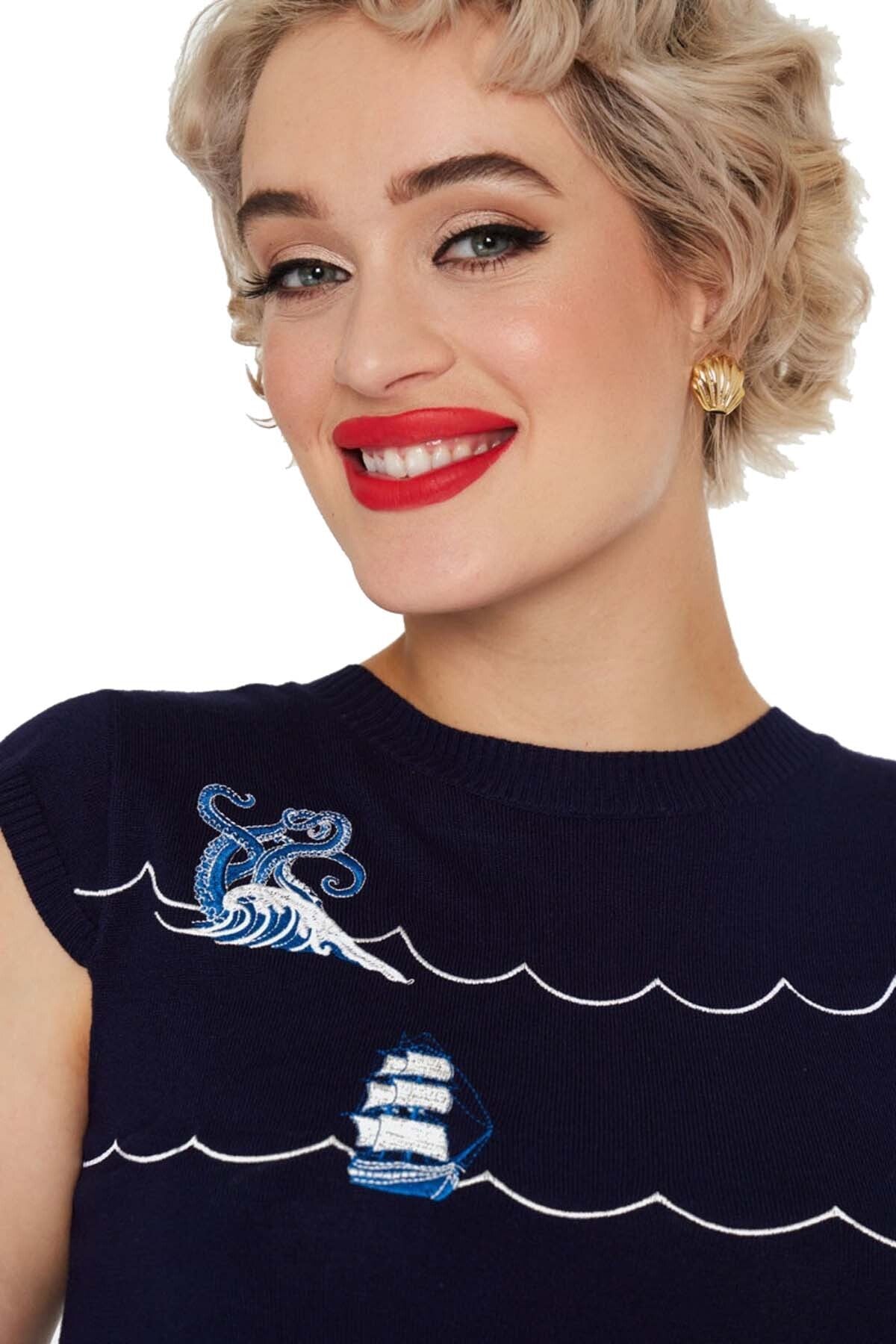 Voodoo_Vixen_NAUTICAL_WAVE_Vintage_Sailor_Oberteil_Knit_JUMPER_Pullover_-_Navy-3