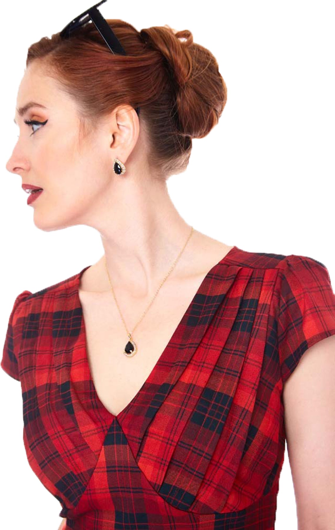 Voodoo_Vixen_PLEATED_BUST_50s_TARTAN_Karo_Kurzarm_PENCIL_DRESS_Bleistiftkleid_Killer_Kirsche-2s8LQSykdPK9N7
