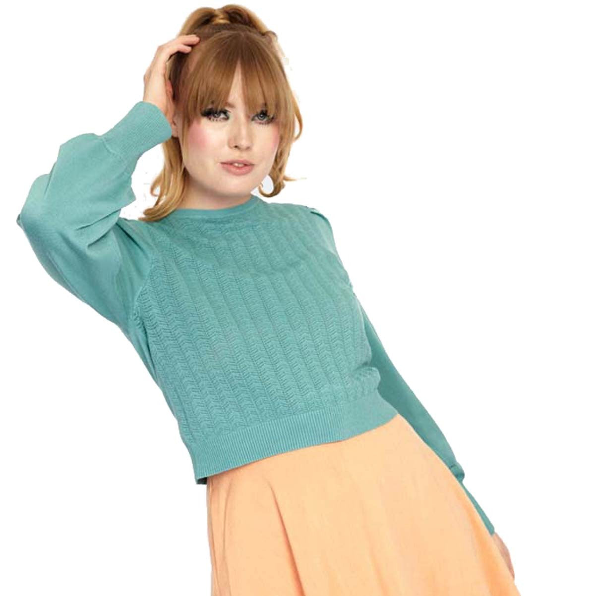 Voodoo_Vixen_POINTELLE_VINTAGE_Pleated_50s_SWEATER_Knitted_Pullover_Jumper_-_Mint-2