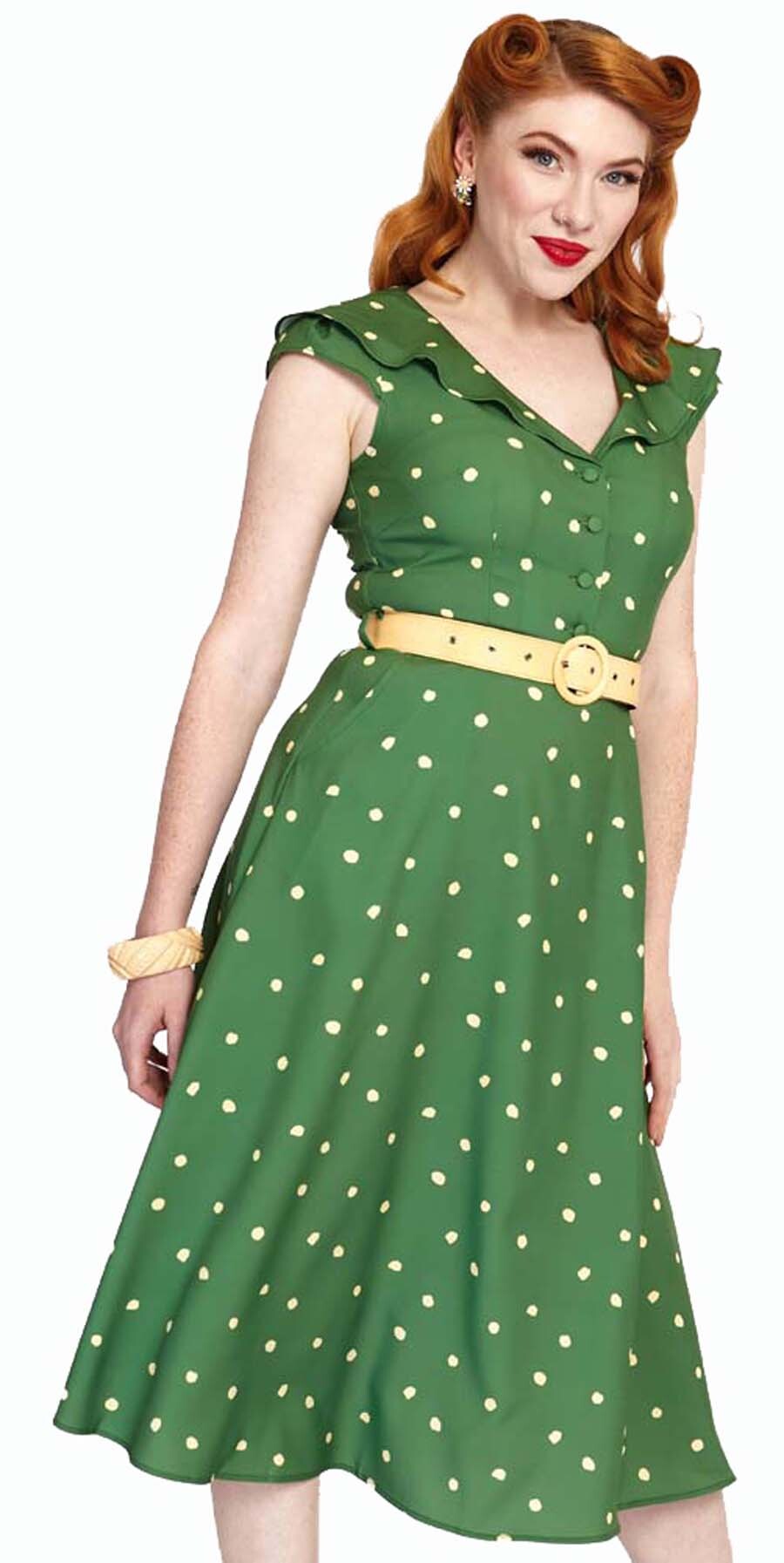 Voodoo_Vixen_POLKA_DOT_Vintage_PUNKTE_VNeck_Ruffle_Collar_SWING_DRESS_Kleid_Minzgrn-2
