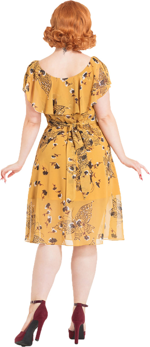 Voodoo_Vixen_POSY_Vintage_YELLOW_BUTTERFLY_Volant_V-Neck_KLEID_Dress-2
