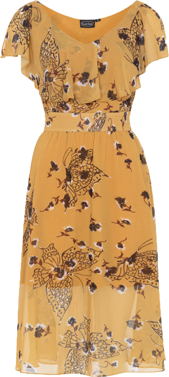 Voodoo_Vixen_POSY_Vintage_YELLOW_BUTTERFLY_Volant_V-Neck_KLEID_Dress-3