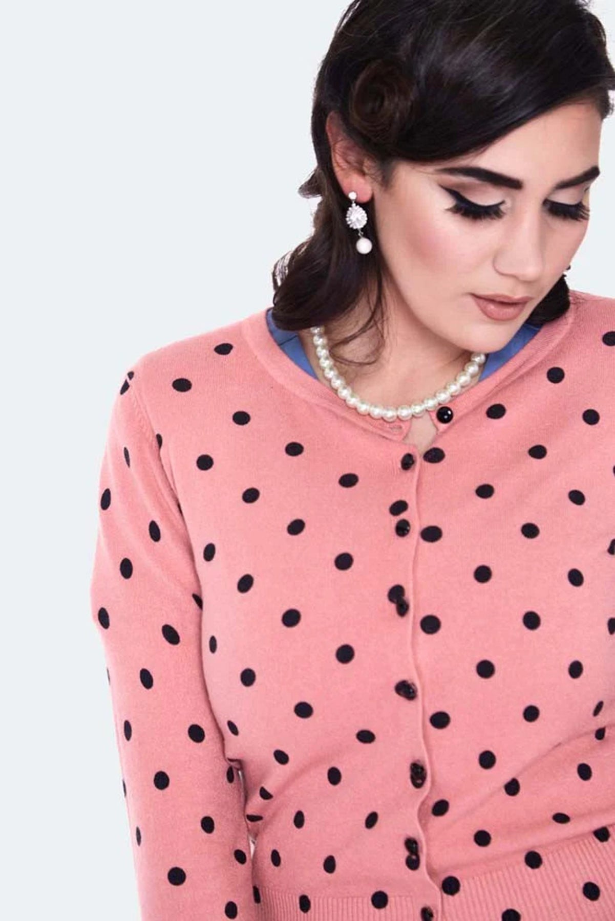 Voodoo_Vixen_Polka_DOTS_Punkte_Langarm_CARDIGAN_Stickjacke_-_Rosa_killer_kirsche_4