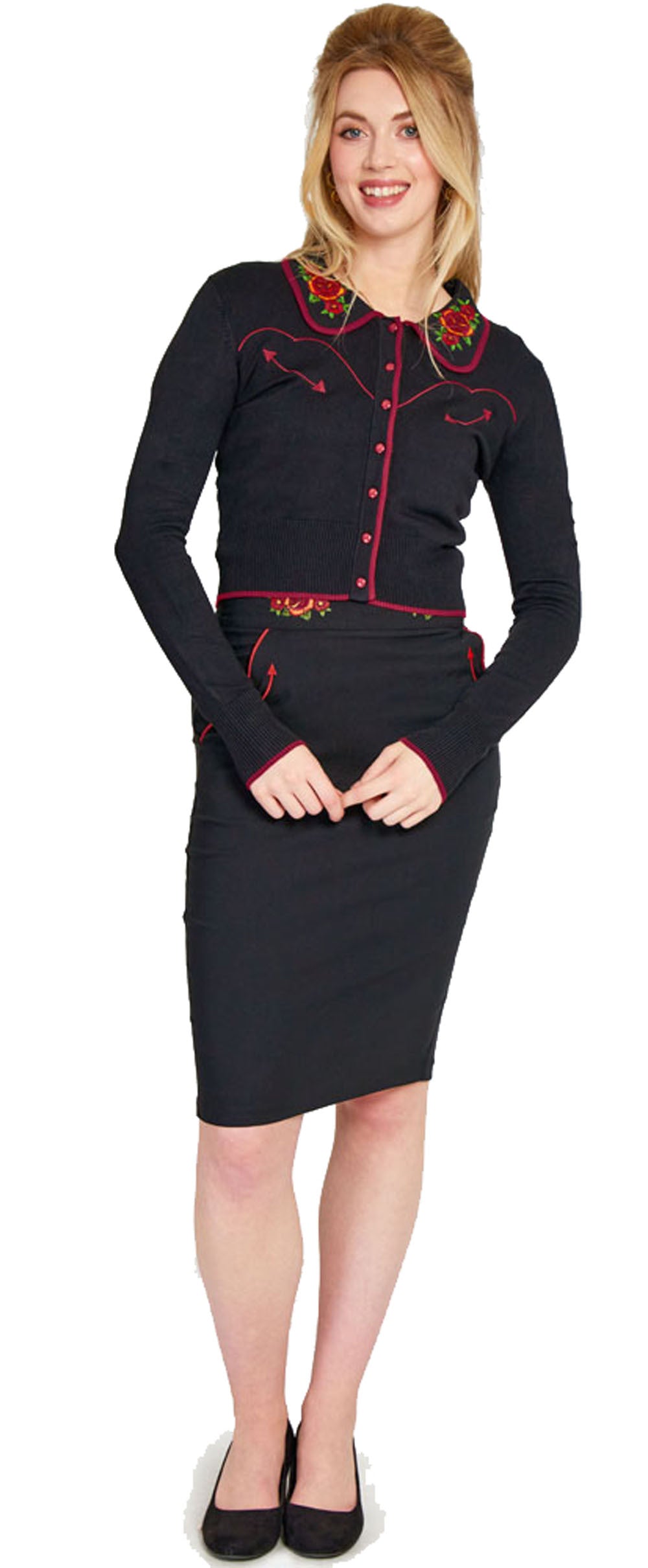 Voodoo_Vixen_ROSE_RODEO_50s_Vintage_Western_Langarm_CARDIGAN_Strickjacke_-_Schwarz-3