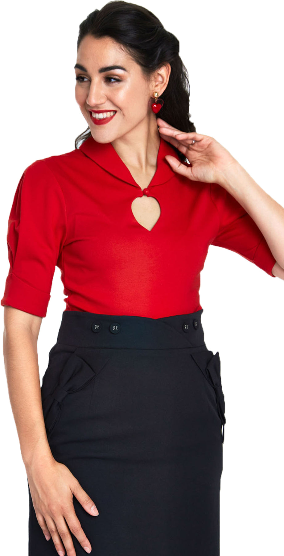 Voodoo_Vixen_ROSY_CHEEKS_Vintage_KEYHOLE_Halbarm_Bluse_SHIRT_Oberteil_Rot-1