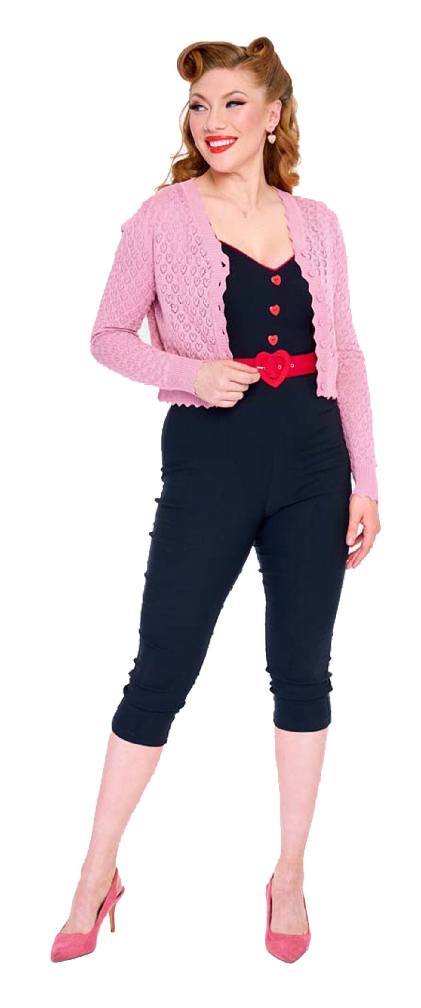 Voodoo_Vixen_SCALLOP_EDGE_HEART_VNeck_Lochmuster_Langarm_CARDIGAN_Stickjacke__Rosa-4pgu6GLm5OBt4L