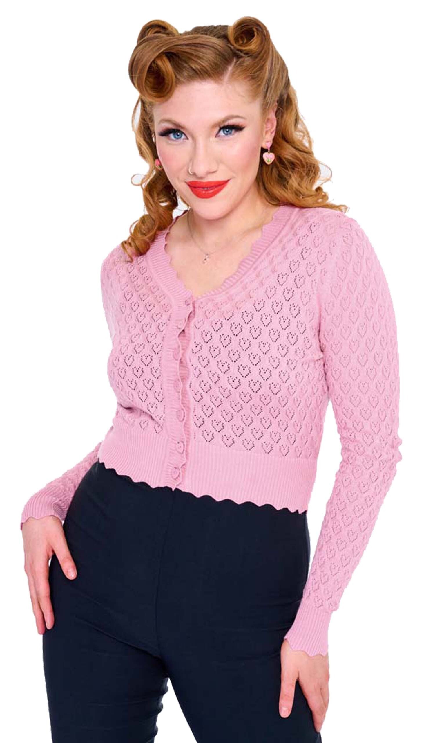 Voodoo_Vixen_SCALLOP_EDGE_HEART_VNeck_Lochmuster_Langarm_CARDIGAN_Stickjacke__Rosa-5UWjJfNycjFtDS