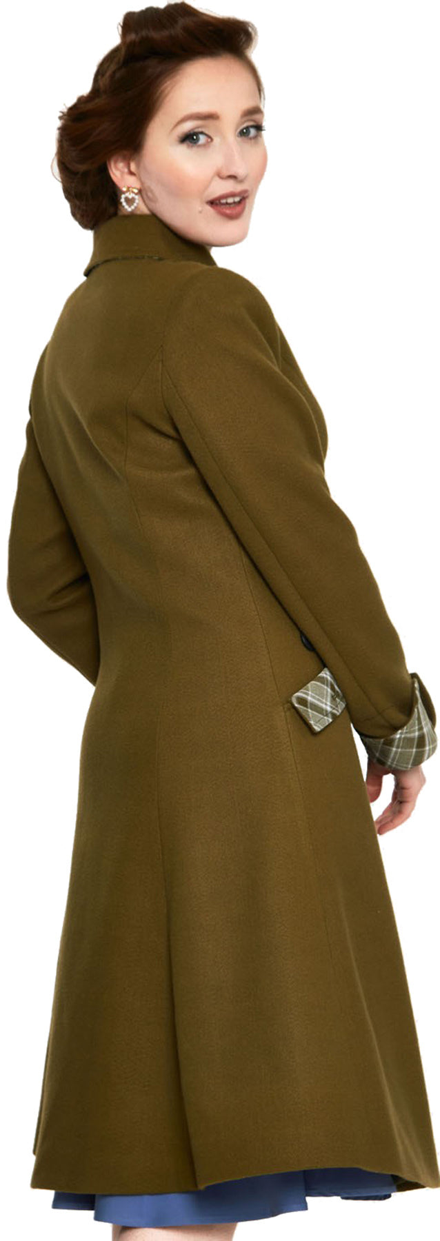 Voodoo_Vixen_SUSIE_Vintage_PLAID_CONTRAST_A-Linie_COAT_Mantel_Olivgruen_killer_kirsche5