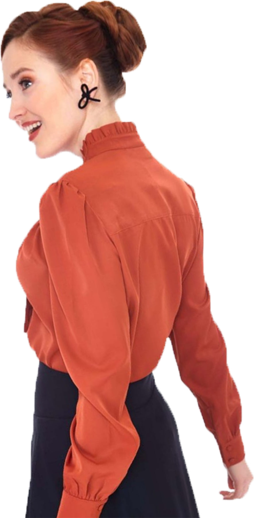 Voodoo_Vixen_TIE_NECK_Retro_RUFFLE_50s_BLOUSE_Schluppenbluse_-_Orange_Killer_Kirsche-4