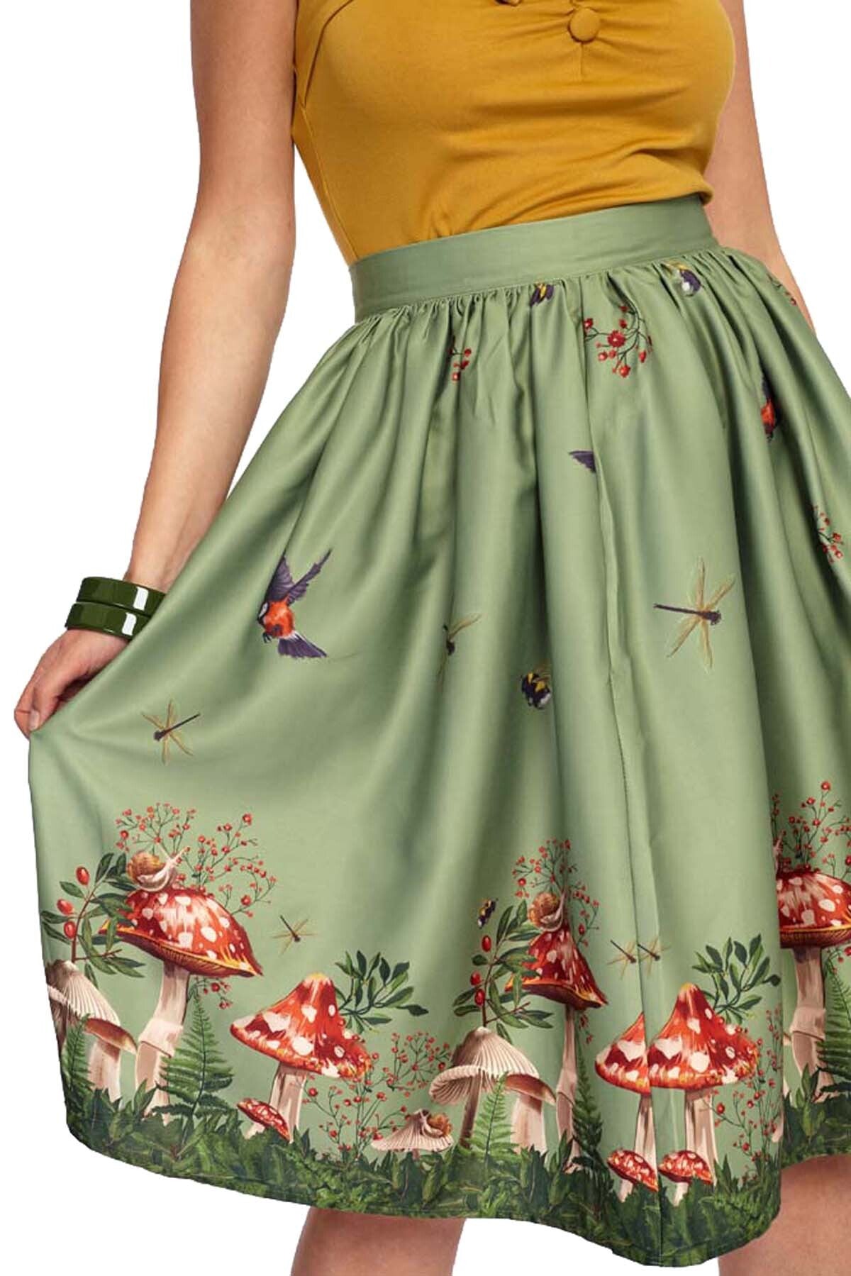 Voodoo_Vixen_TOADSTOOL_BORDER_Retro_Fliegenpilz_Vintage_SWING_SKIRT_Rock_-_Mittleres_Gruen-3