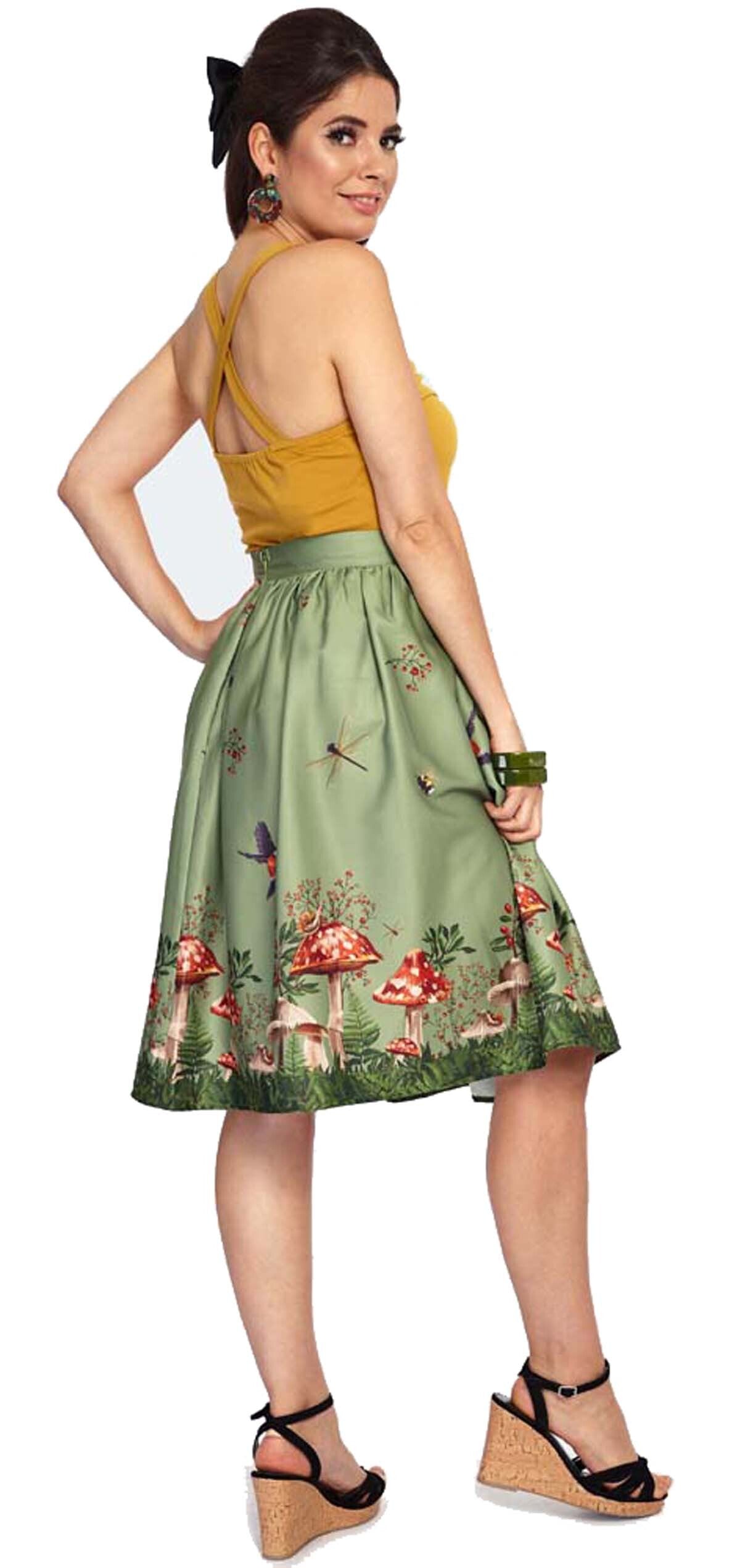 Voodoo_Vixen_TOADSTOOL_BORDER_Retro_Fliegenpilz_Vintage_SWING_SKIRT_Rock_-_Mittleres_Gruen-5