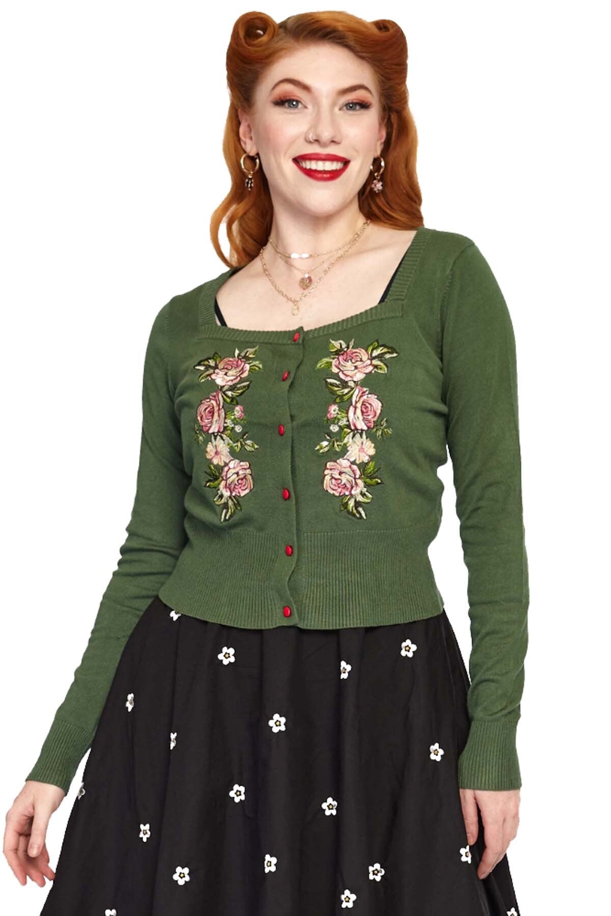 Voodoo_Vixen_VINTAGE_FLORAL_50s_FLOWER_EMBROIDERY_Strickjacke_CARDIGAN__Farngrn-1v6tL1TqICUZwR