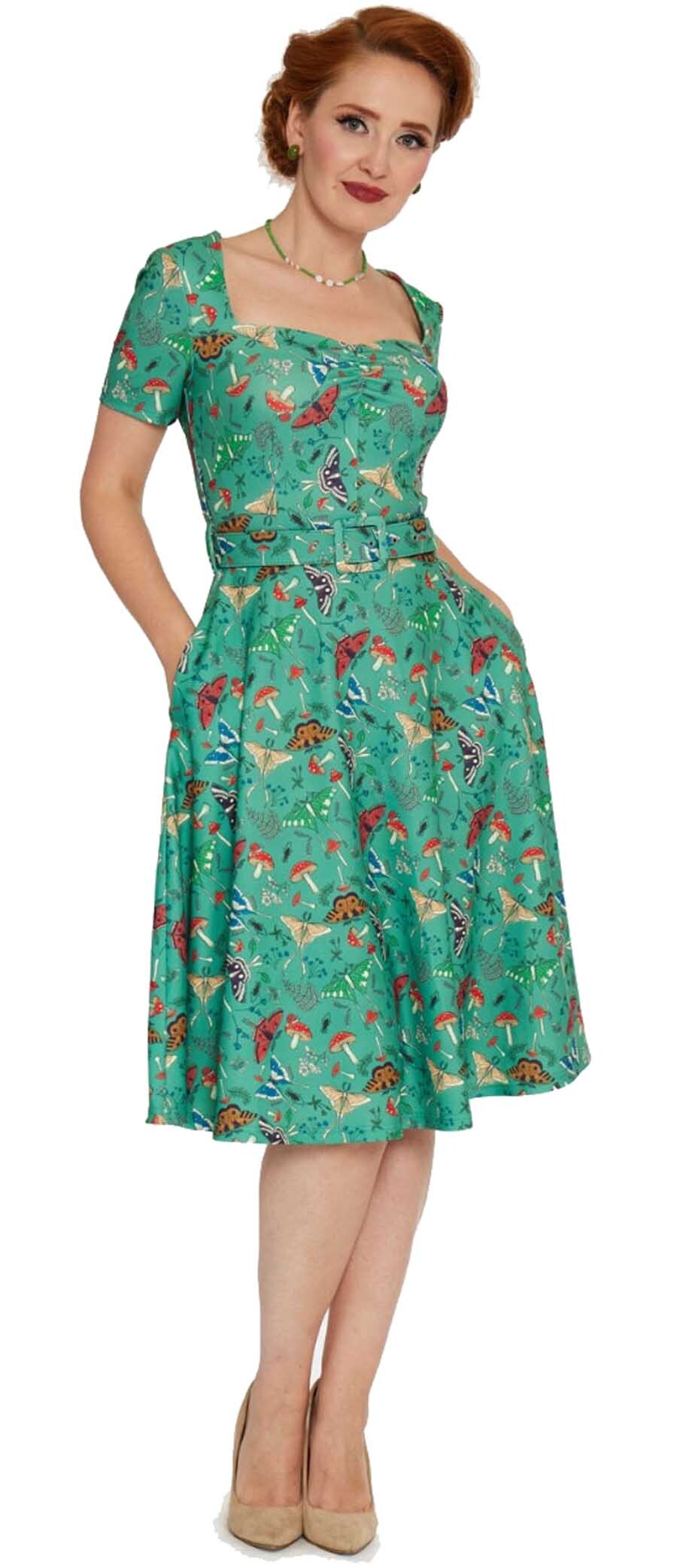 Voodoo_Vixen_WOODLAND_PRINT_Vintage_Mushrooms_50s_Classic_Retro_SWING_Flare_DRESS_Kleid_-_Gruen-1