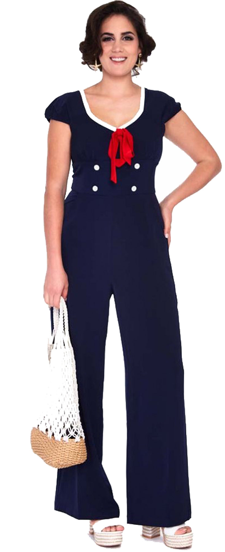 Voodoo_Vixen__NAUTICAL__Vintage_Red_Bow_Sailor_Kurzarm_JUMPSUIT_Overall_killer_kirsche_1