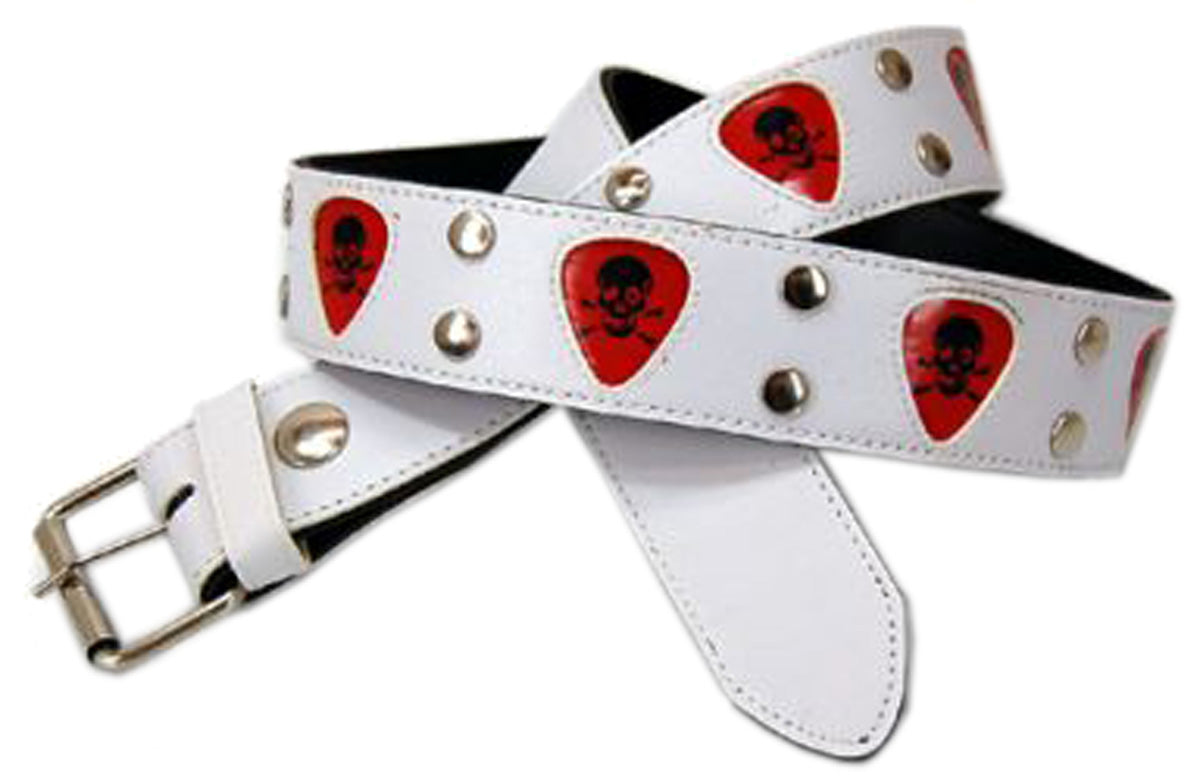 White_GUITAR_PICK_Skull_Belt_Guertel_rot_killer_kirsche