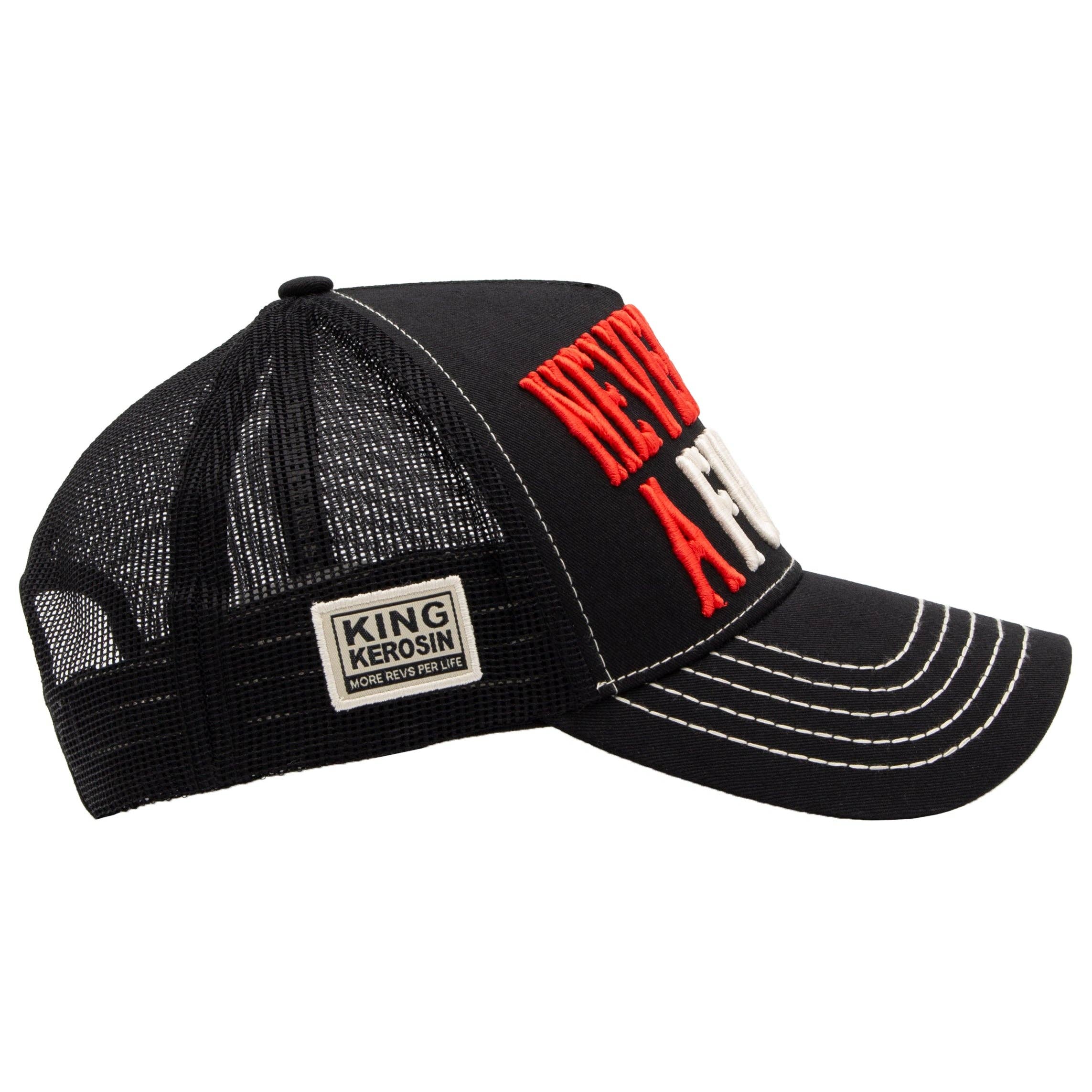 King Kerosin  «Never Fuck a Fucker» Oldschool Trucker Cap - Schwarz