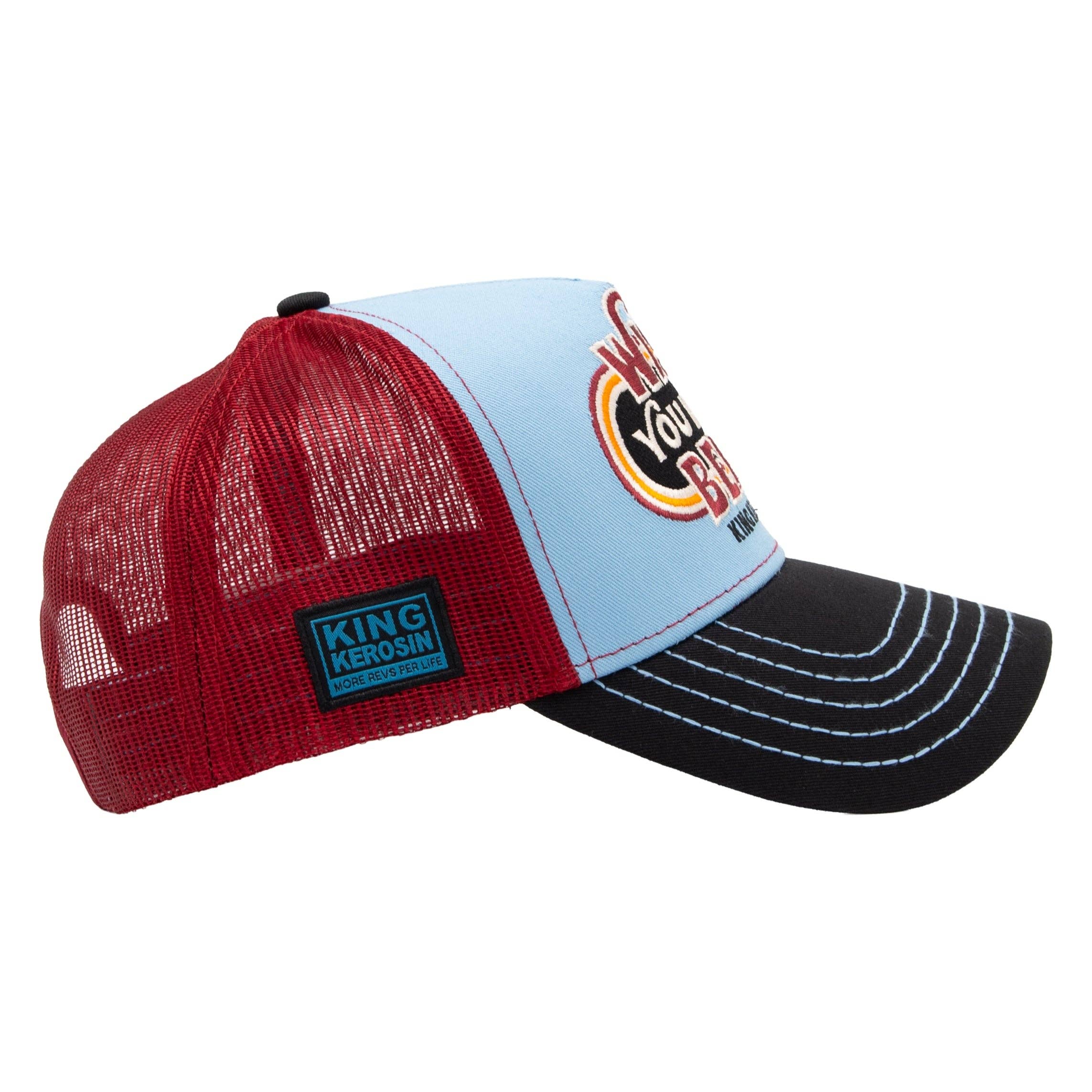 King Kerosin «Wish You Were Beer» Oldschool Rock`n`Roll Trucker Cap - Hellblau