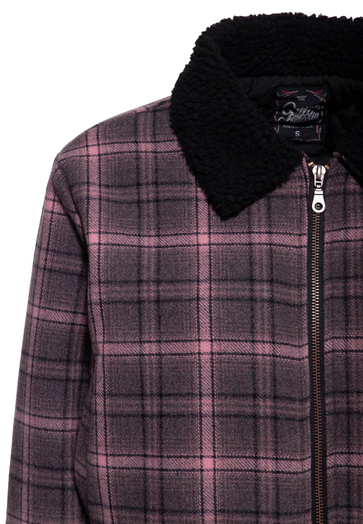 Queen Kerosin «Teddy Flanell» Vintage Karo Oldschool Teddykragen Fliegerjacke / Winterjacke