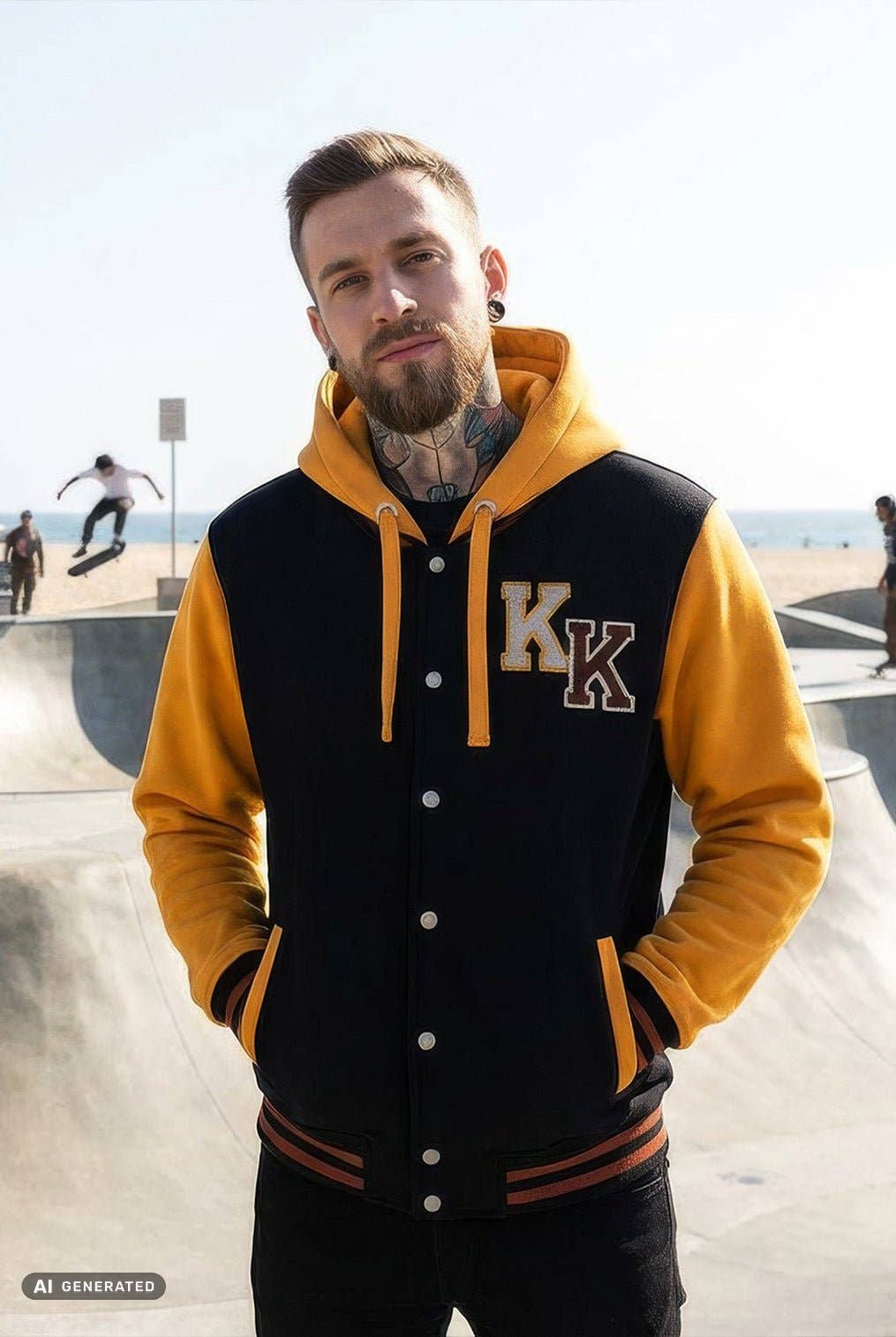 King Kerosin «Sex, Drugs & Rock 'n' Roll» Oldschool College Varsity Kapuzenjacke / Hoodie