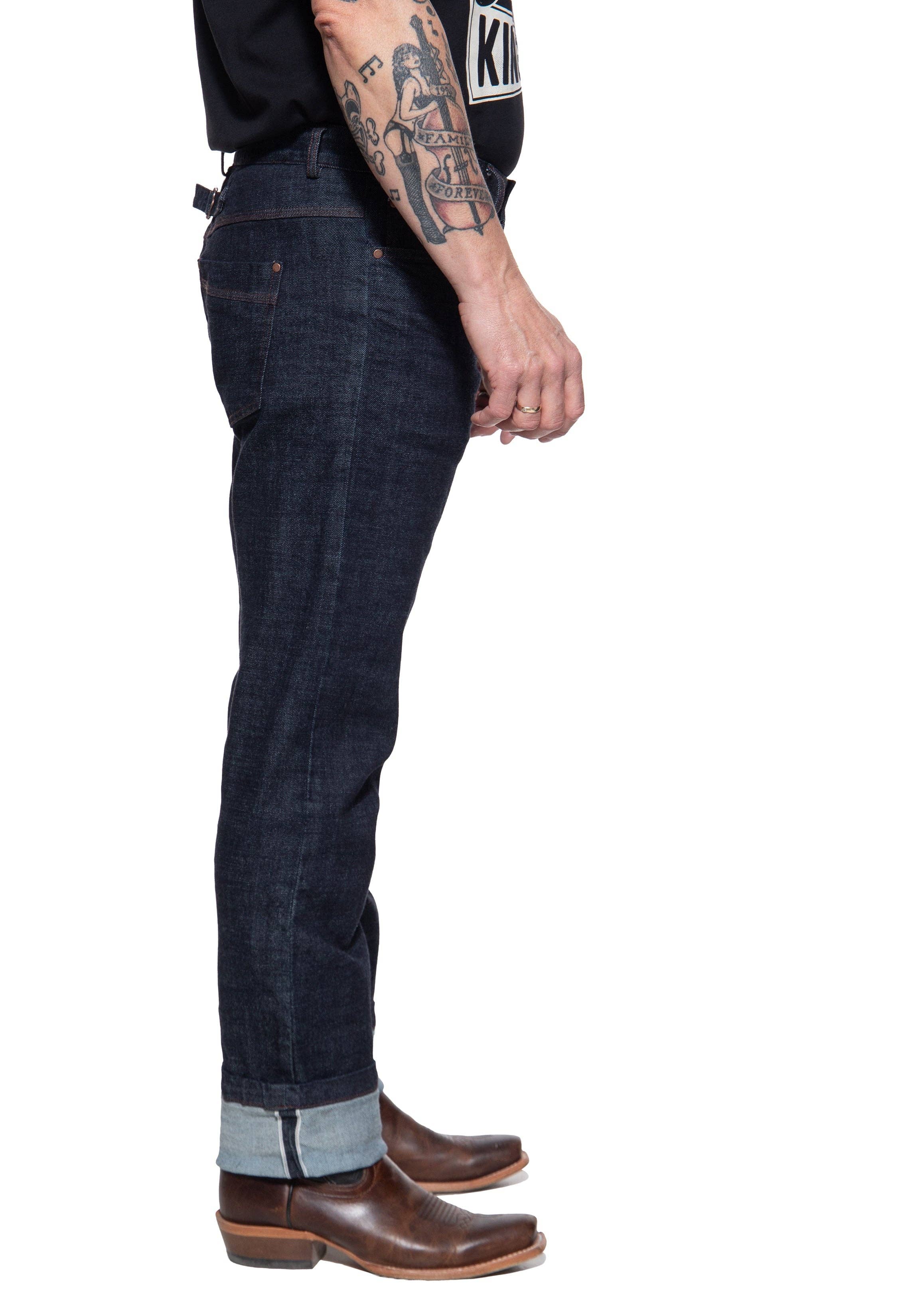 King Kerosin «Robin Selfedge» Cinch Back Oldschool Regular Fit Jeanshose / Jeans