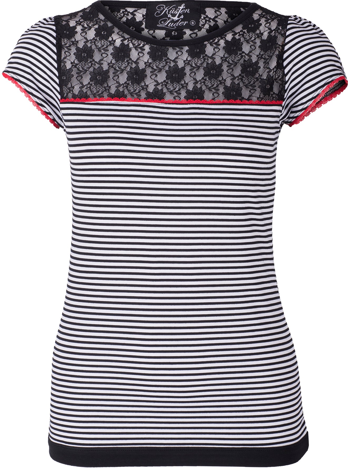 Kuestenluder_KATESA_STRIPED_FLORAL_Streifen_LACE_50s_Kurzarm_SHIRT_Schwarz_killer_kirsche00eHXCgBTI0iQ7O