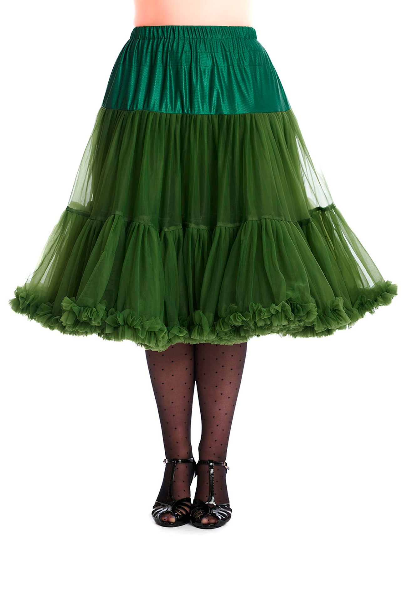 Banned »Lifeforms 26inch« 50s Retro Ruffle Swing Unterrock Petticoat - Forest Green