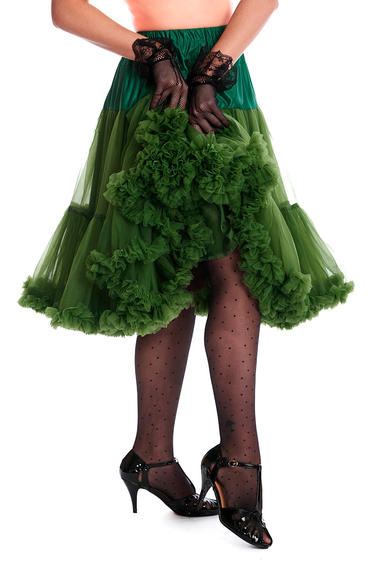 Banned »Lifeforms 26inch« 50s Retro Ruffle Swing Unterrock Petticoat - Forest Green